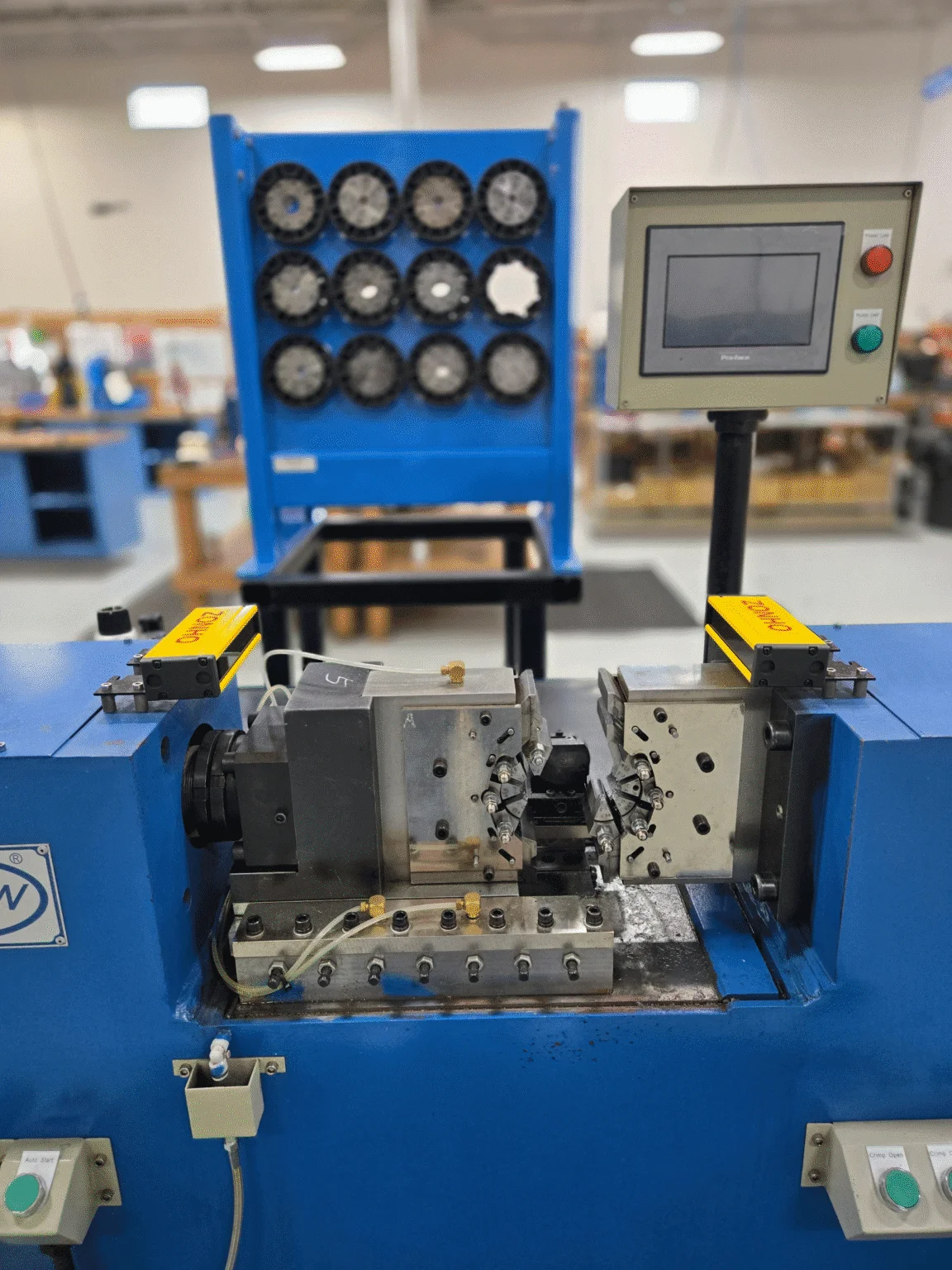 End-forming machine set up for OE-style rubber line production